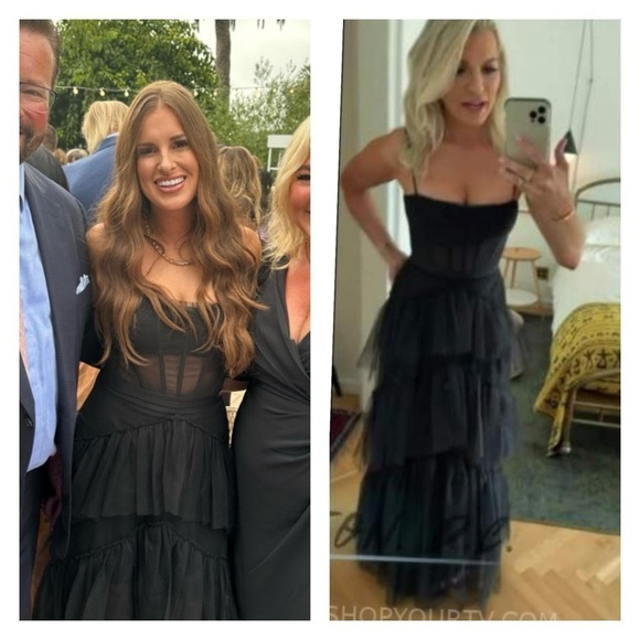 BCBGMaxAzria Black Corset Tulle Tiered Ruffle Formal Maxi Gown Size US 6 NWT - Picture 3 of 13